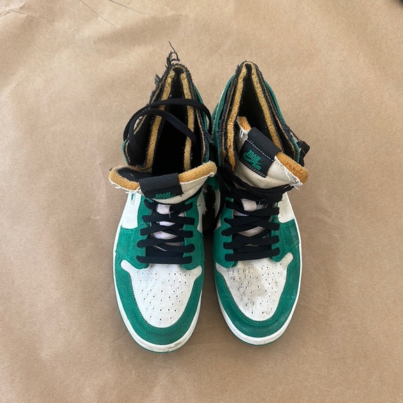 Green and White High-Top Sneakers - Picture 1 of 3